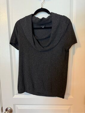 Alfani Charcoal Gray Short-Sleeve Cowl Neck Top